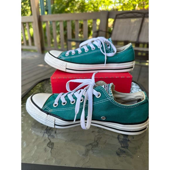 Converse All‎ Star Low Top Teal Green Sneakers Canvas Shoes Womens 7 Mens 5 - Picture 4 of 9